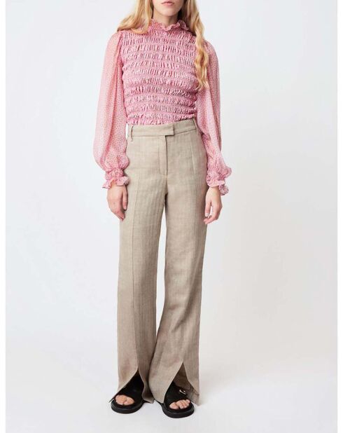 Pantalon Island Chevron Laine et Lin beige