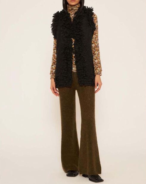 Khakigrüne Hose Shilloh aus Wolle und Mohair
