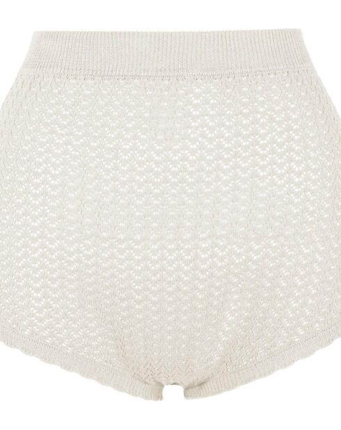 Cremefarbene Shaggy-Strickshorts mit Pointelle