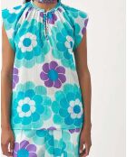 Top Suny Gaze de Coton bleu