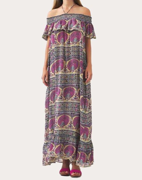 Robe Tala Voile de Coton jaune/multicolore