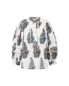 Blouse Muguet Popeline de Coton blanc/vert