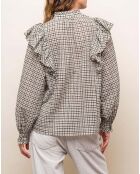 Blouse Albi Vichy Voile de Coton vert kaki