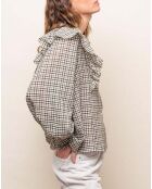 Blouse Albi Vichy Voile de Coton vert kaki