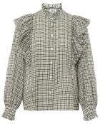 Blouse Albi Vichy Voile de Coton vert kaki