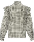 Blouse Albi Vichy Voile de Coton vert kaki