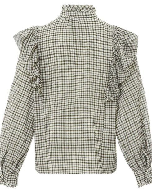 Albi Vichy khakigrüne Bluse aus Baumwollvoile