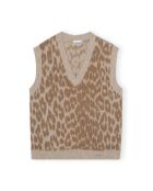Pull Sans Manches Oversize Léopard Alpaga camel