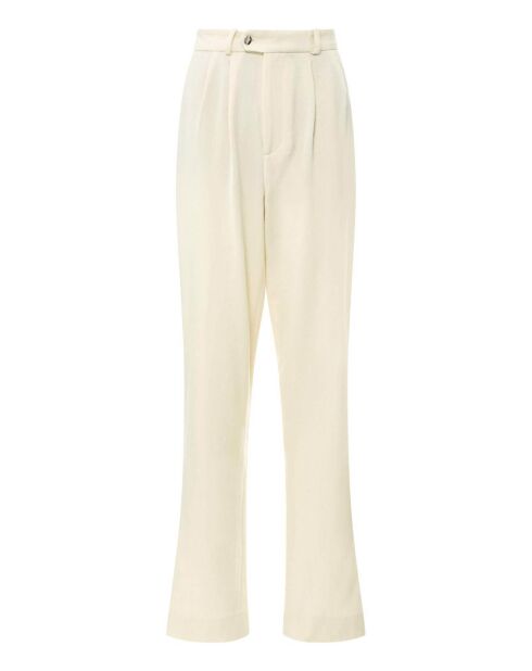 Taylor Jermyn Faltenhose aus naturfarbener Wolle