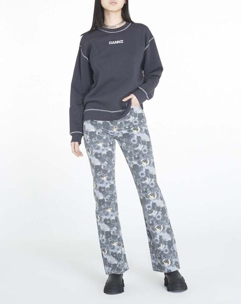 Isoli Dark Rose Entspanntes schwarzes Sweatshirt aus Bio-Baumwolle