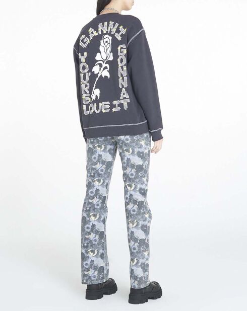 Sweat Isoli Dark Rose Relaxed Coton Bio noir
