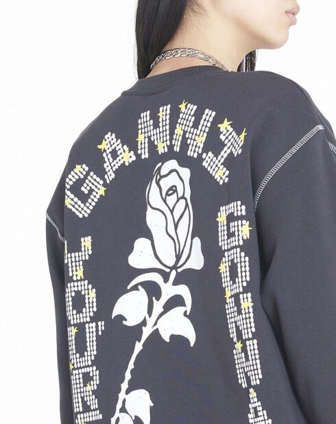 Isoli Dark Rose Entspanntes schwarzes Sweatshirt aus Bio-Baumwolle
