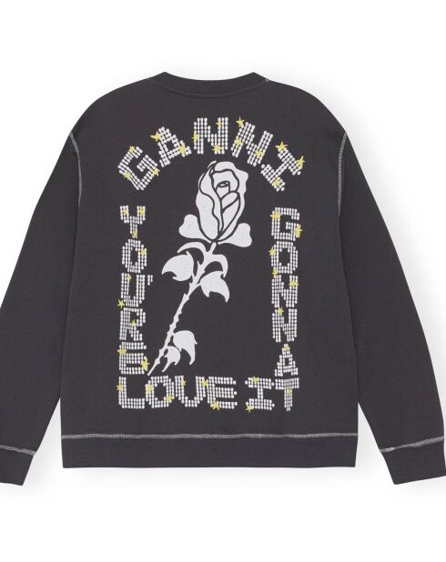 Isoli Dark Rose Entspanntes schwarzes Sweatshirt aus Bio-Baumwolle