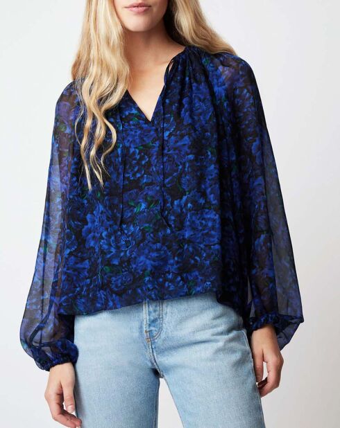 Blouse 100% Soie Twins Muse bleu nuit