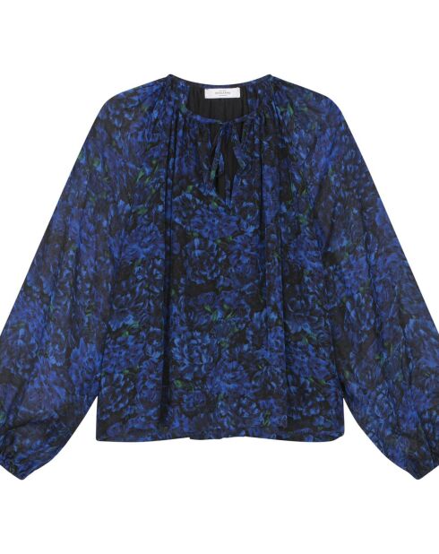 Blusa Twins Muse 100% seta blu notte