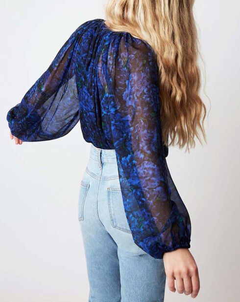 Blouse 100% Soie Twins Muse bleu nuit