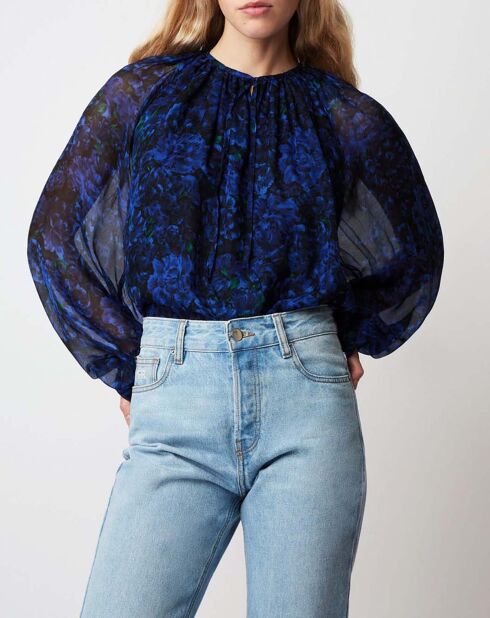 Blouse 100% Soie Twins Muse bleu nuit