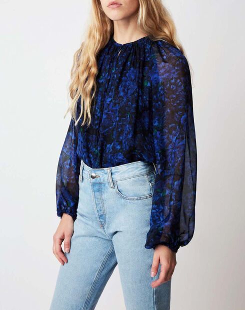 Blouse 100% Soie Twins Muse bleu nuit
