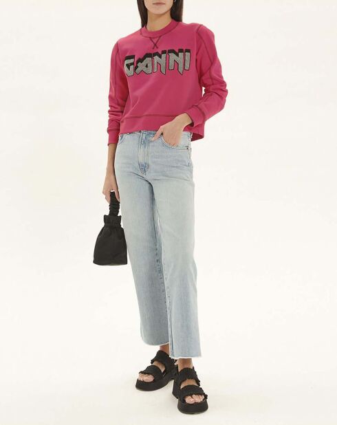 Sweat Isoli Ganni Rock Coton Bio rose fuschia