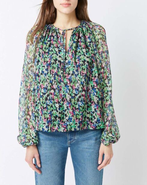 Blouse 100% Soie Twins Monaco verte