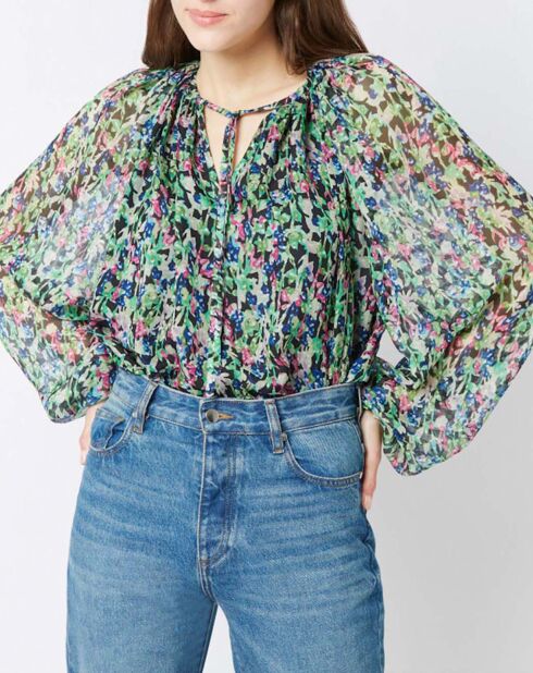 Blouse 100% Soie Twins Monaco verte