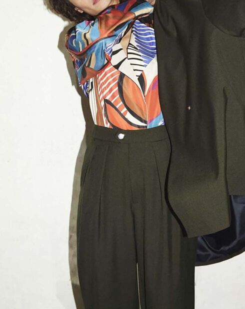 Pantaloni Taylor Marcello in lana verde scuro