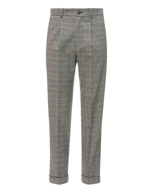 Schwarze Hose aus Wollmischung mit Karomuster