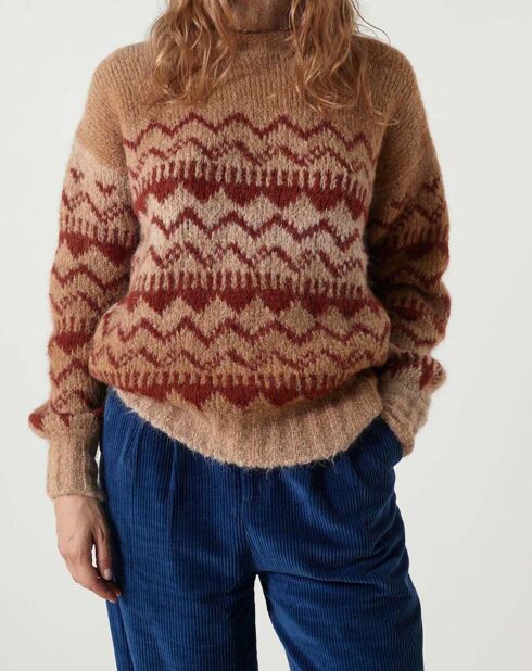 Pull Musique Jacquard Alpaga camel
