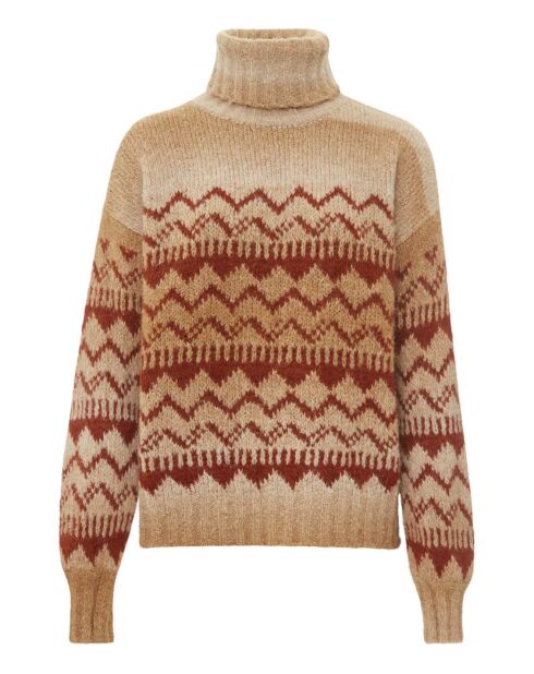 Pull Musique Jacquard Alpaga camel