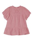 Robe Volant Brodée Ramie Coton Bio rose