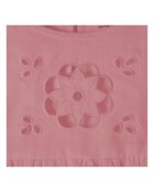 Robe Volant Brodée Ramie Coton Bio rose