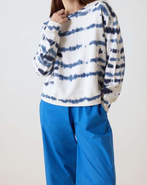 Outlet Tie & Dye Sweatshirt aus Bio-Baumwolle weiß/blau