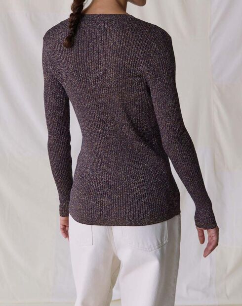 Mela Feiner Pullover in pflaumenfarbenem Metalldesign