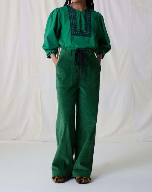 Pantalon Philou Velours Côtelé Coton Bio vert