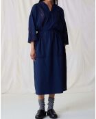 Mitternachtsblaues Kleid aus Bio-Baumwolle mit Roxy-Stickerei