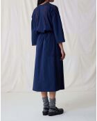 Mitternachtsblaues Kleid aus Bio-Baumwolle mit Roxy-Stickerei