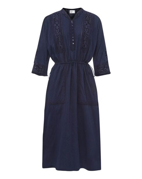 Robe Roxy Broderies Coton Bio bleu nuit