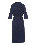 Mitternachtsblaues Kleid aus Bio-Baumwolle mit Roxy-Stickerei