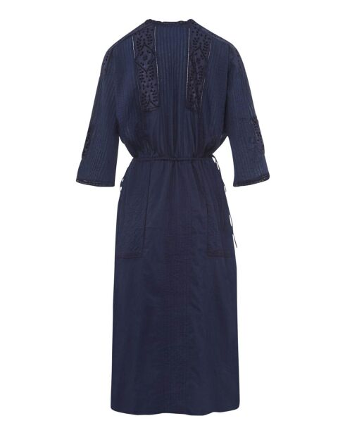 Mitternachtsblaues Kleid aus Bio-Baumwolle mit Roxy-Stickerei