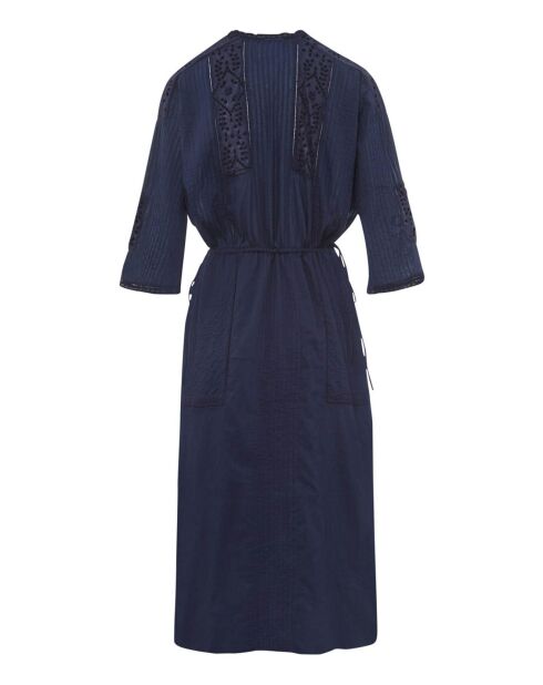 Robe Roxy Broderies Coton Bio bleu nuit