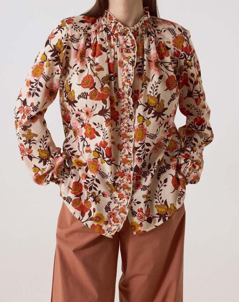 Crys Gipsy Bluse aus Bio-Baumwolle ecru/orange