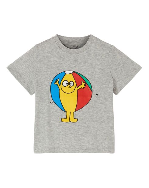 T-Shirt Ballon de Plage Boutonné Coton Bio gris