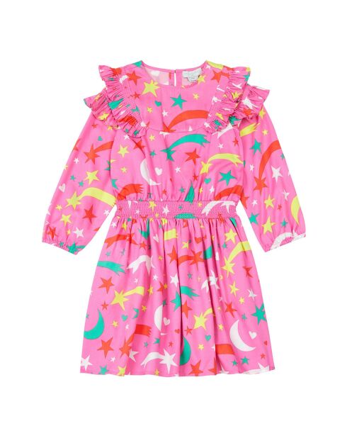 Robe Ceintrée Etoiles Tencel rose