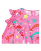 Robe Ceintrée Etoiles Tencel rose