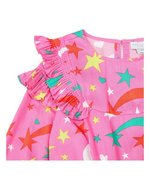 Robe Ceintrée Etoiles Tencel rose