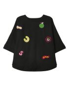 Cape en Laine mélangée Badges et Franges noire