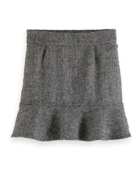 Jupe en Laine mélangée Herringbone gris chiné