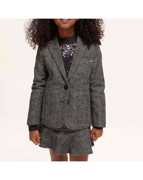 Jupe en Laine mélangée Herringbone gris chiné