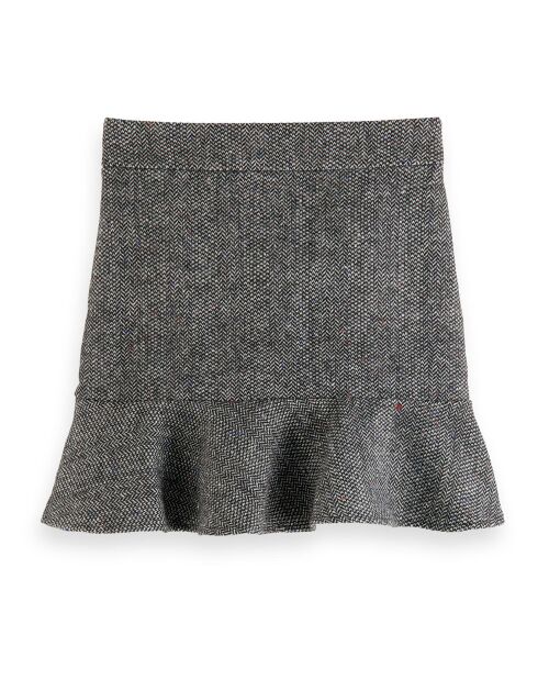 Jupe en Laine mélangée Herringbone gris chiné