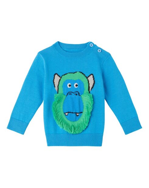Pull Singe bleu azur